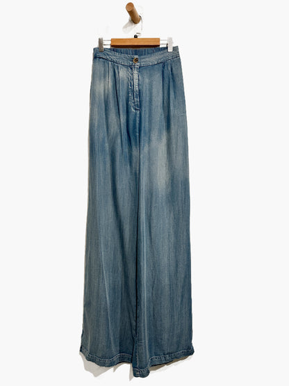 The Workshop Polly Pleated Chambray Pants - Small