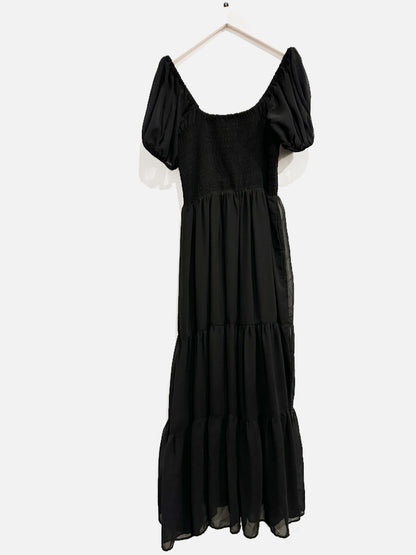 Moon River Black Smock Maxi Dress - Small