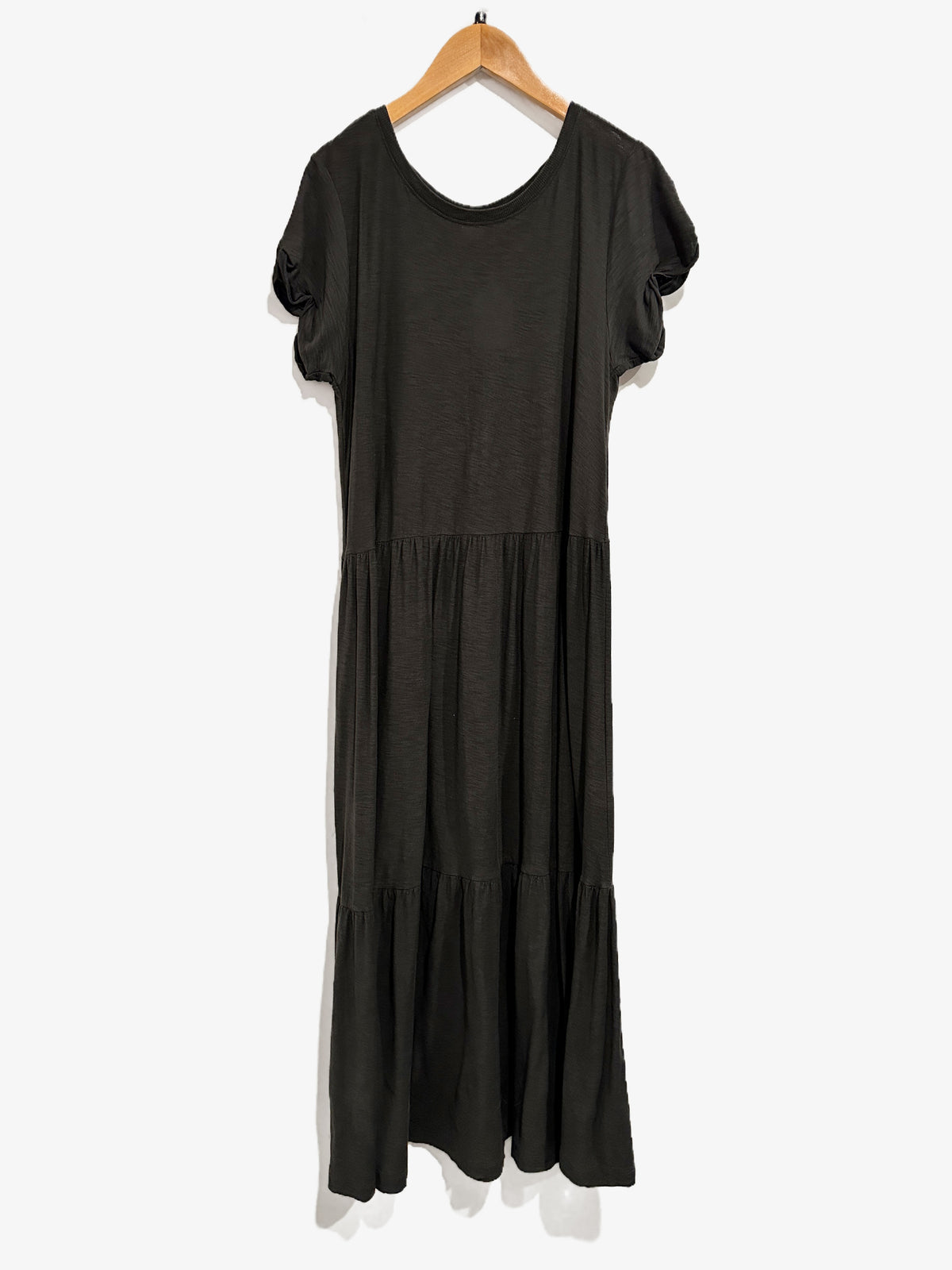 Nation Roman Tiered T-Shirt Dress in Washed Black - Small