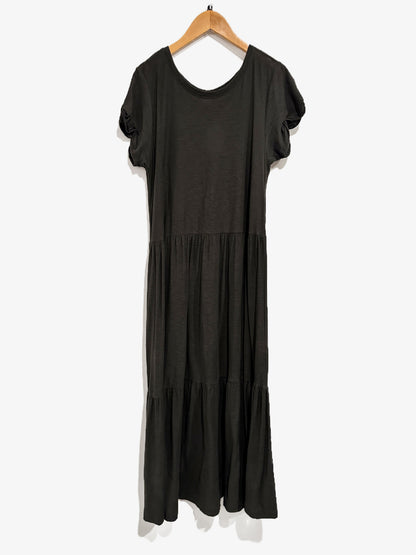 Nation Roman Tiered T-Shirt Dress in Washed Black - Small