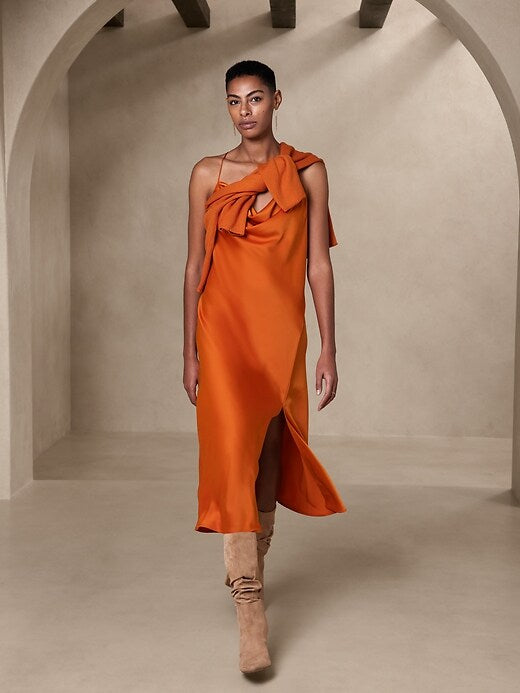 Banana Republic Orange Slip Dress - Medium