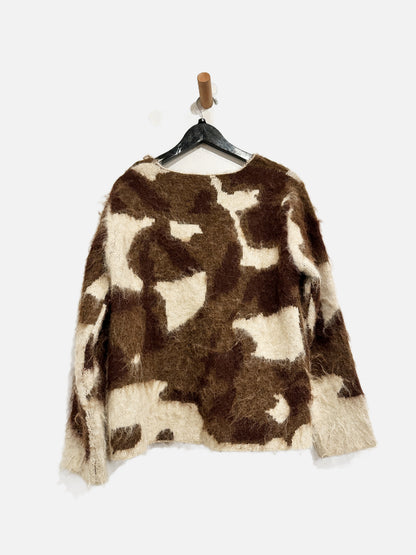 Blueb. Brown Cow Print Cardigan - Small