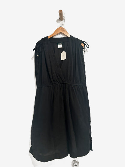Lauren Ralph Lauren Crushed Cotton Farrah Coverup Dress in Black - Large