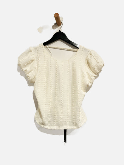Lulus Truly the Sweetest Ivory Textured Knit Backless Puff Sleeve Top - Large