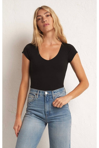 Z Supply Lucia So Smooth Bodysuit in Black - XS