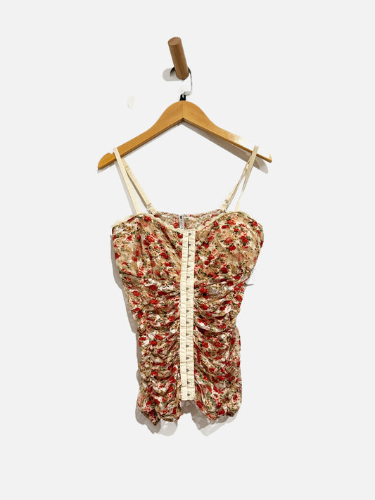 LA Banga Floral Mesh Bustier Top - Large