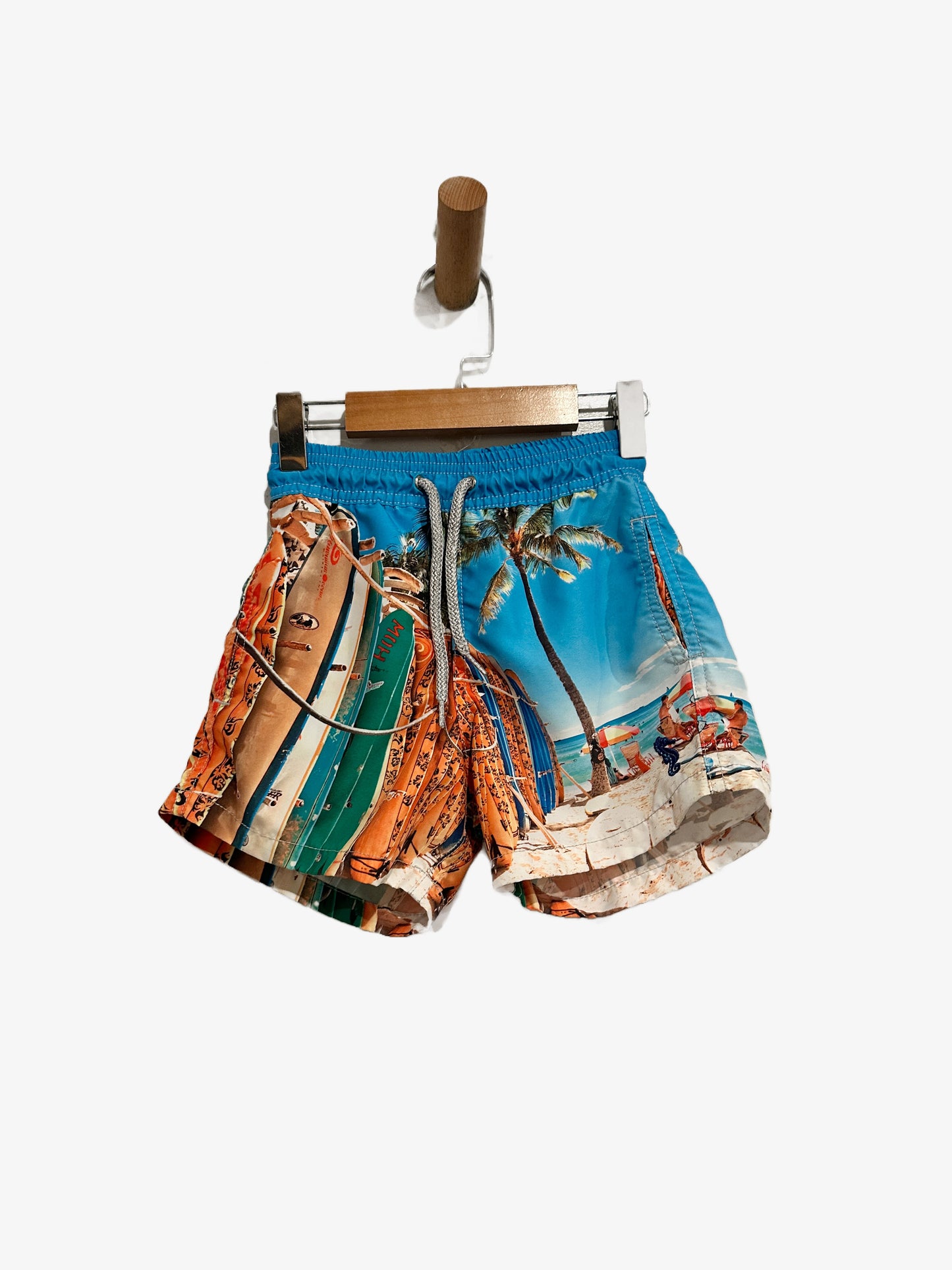 Seven-Cyan Kids Surf Board Print Swim Trunks - XS