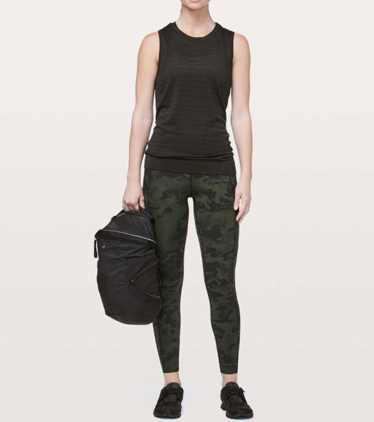 Lululemon Fast & Free 7/8 Tight II *Nulux 25" Incognito Camo Multi Gator Green- 6