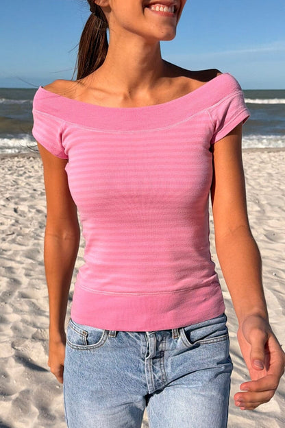 Brandy Melville NWT Ginny Stripes Top in Pink - OS