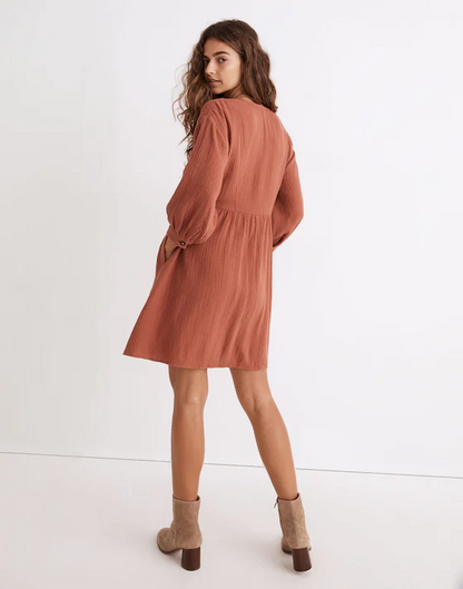 Madewell Light Spun V-Neck Red Gauzy Mini Dress - XL