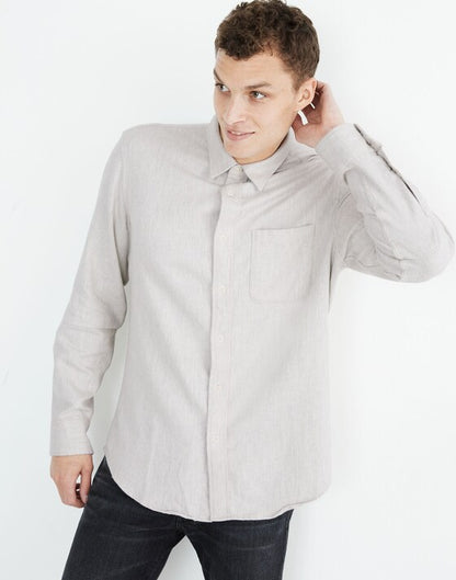 Madewell Men’s Flannel Sunday Shirt in Snow Heather - XL