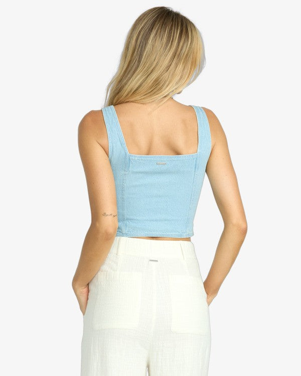 NWT Billabong Sunwashed Denim Vest in Salt Blue - Medium