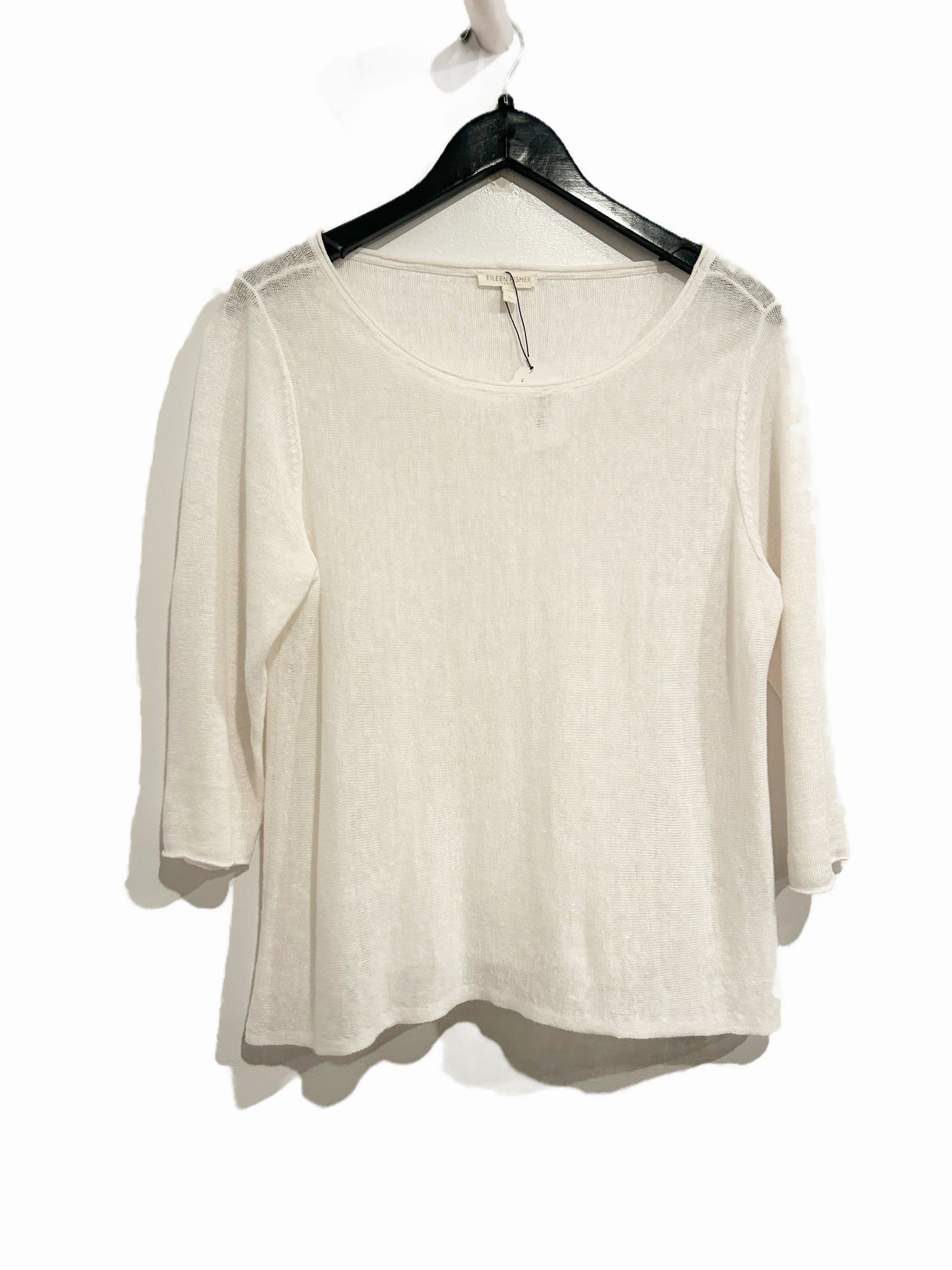 Eileen Fisher White Linen 3/4 Sleeve Shirt - PL