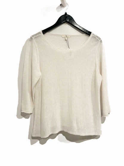 Eileen Fisher White Linen 3/4 Sleeve Shirt - PL