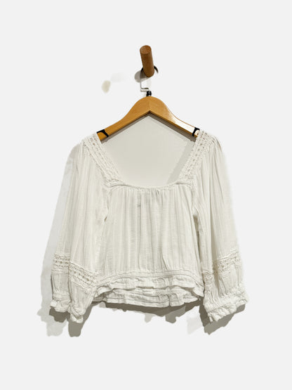American Eagle White Eyelet Blouse - Small