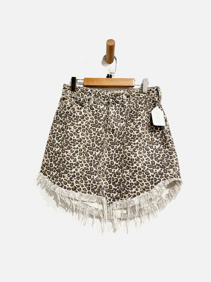 Free People Bailey Leopard Print Denim Mini Skirt - 24