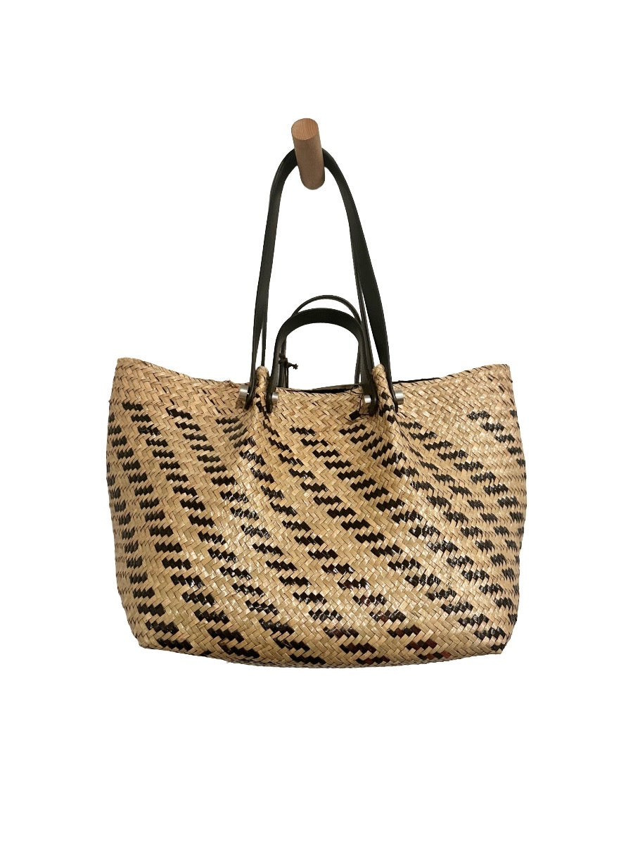 All Saints Allington Straw Tote Bag in Natural/Black