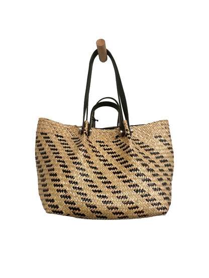 All Saints Allington Straw Tote Bag in Natural/Black