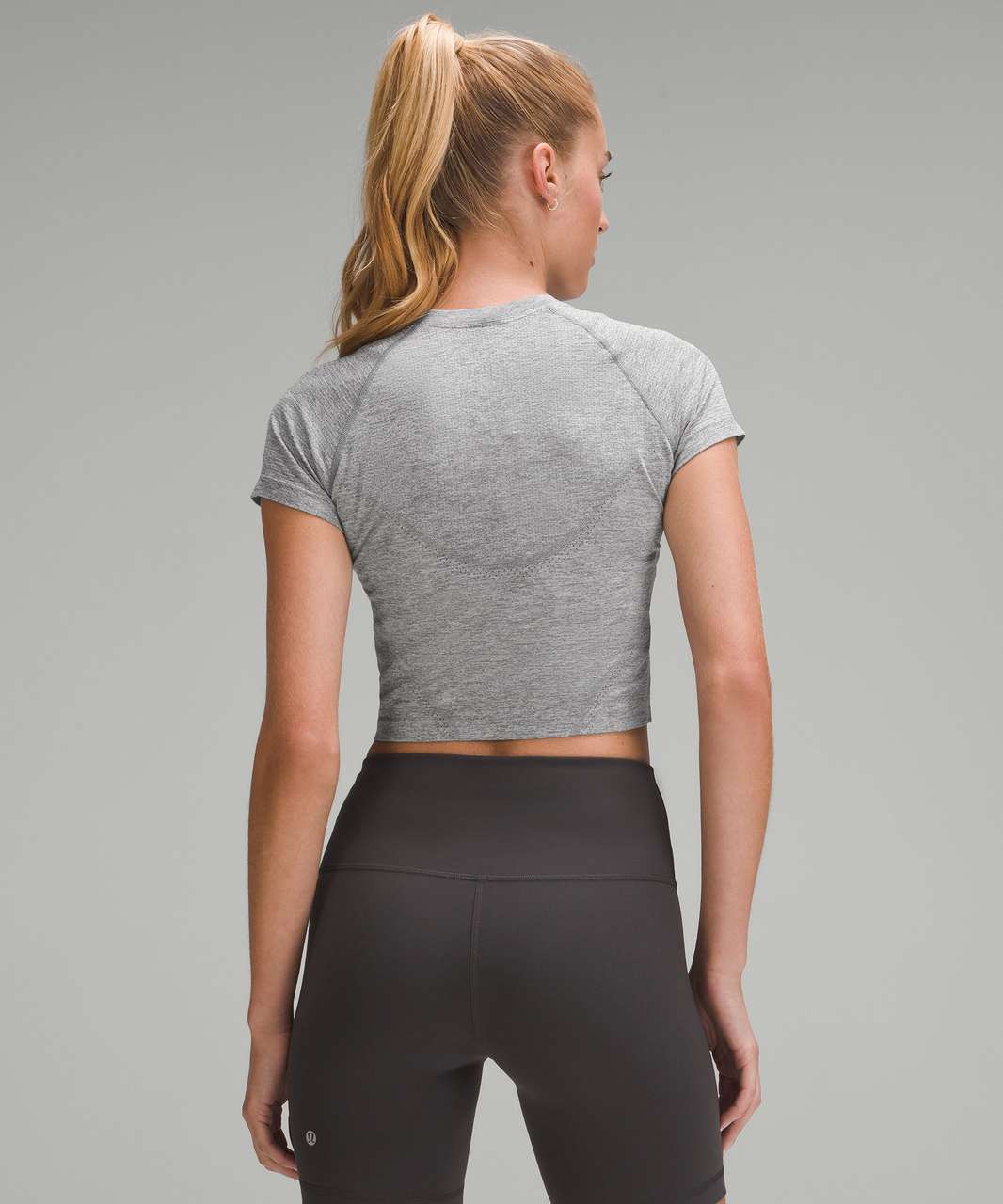 Lululemon Swiftly Tech Cropped Short-Sleeve Shirt in Slate/White - 8