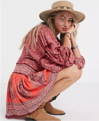 Free People Luna Scarf Print Tunic Dress - XL