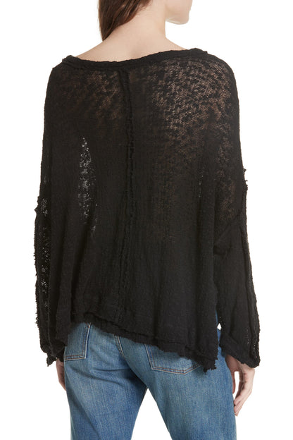 Free People Island Girl Hacci Tee in Black - Small