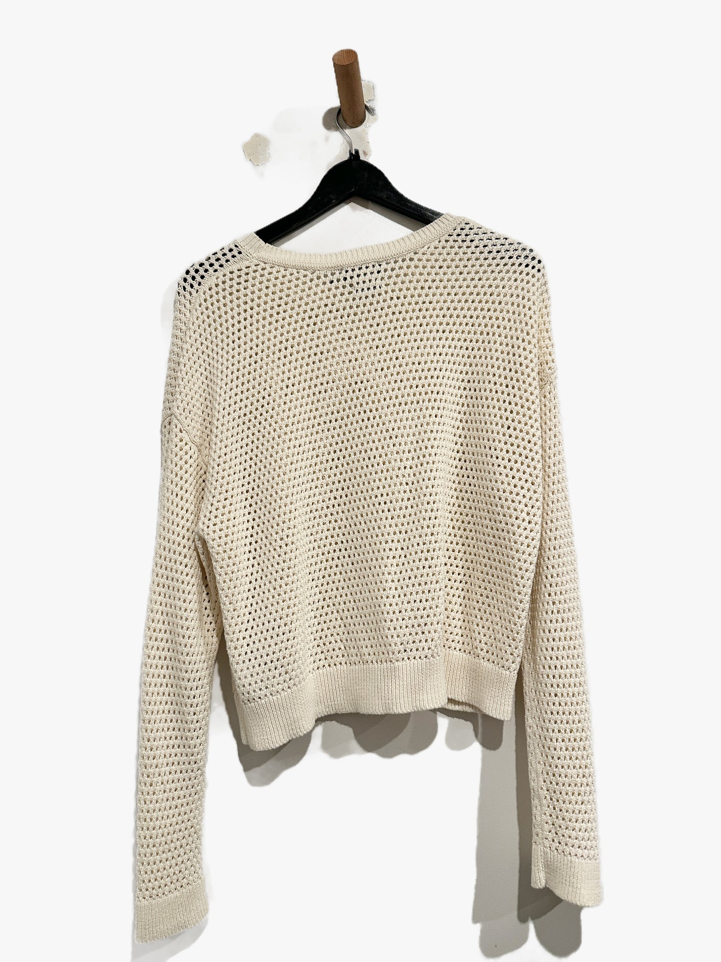 Gap Cotton Crochet Relaxed Sweater in Ivory Frost - Large