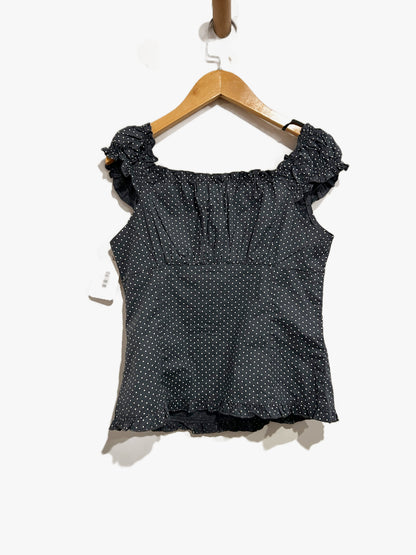 John Galt Elena Blue Polka Dot Top