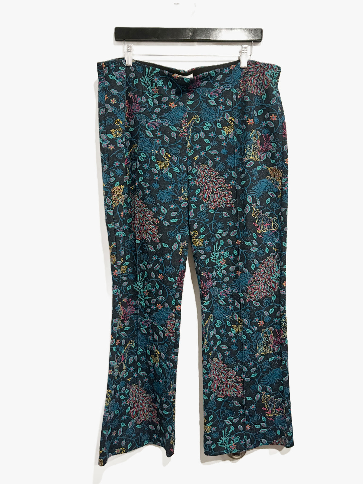 Anthropologie Maeve The Margot Kick-Flare Cropped Pants in Blue Print - XL
