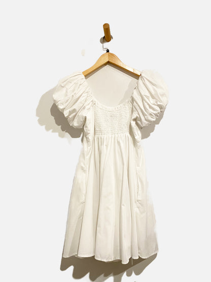 Abercrombie & Fitch White Puff Sleeve Dress - Medium