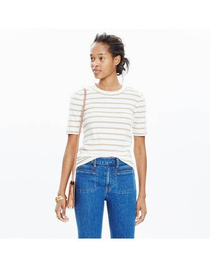 Madewell Lo-Fi Tee in Stripe Bright Ivory - XS