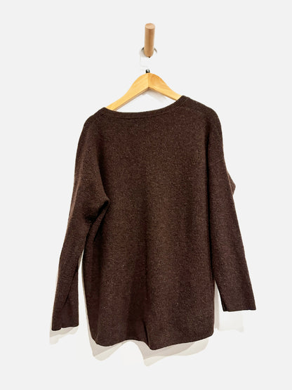 Madewell Brown Button Front V-Neck Sweater - Small