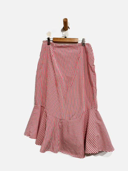 $$ WAYF Red and White Midi Skirt - Small