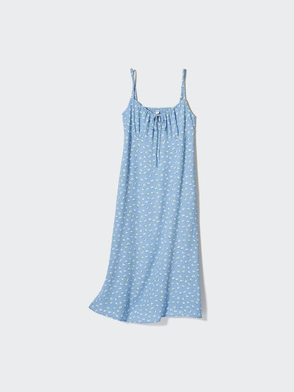 Uniqlo Blue Printed Flare Camisole Dress - Medium