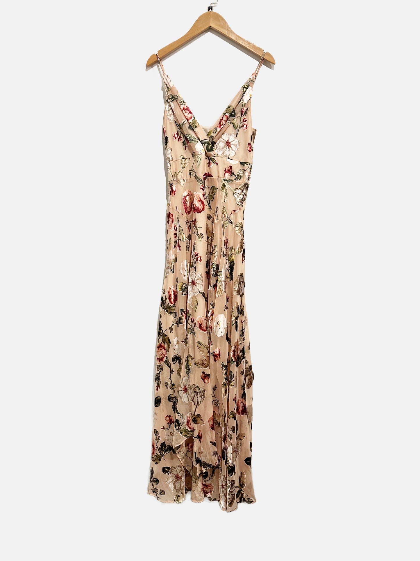 $$ ASTR the Label Pink Floral Velvet Midi Dress - XS