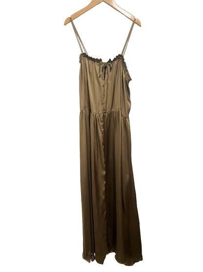 Zara Green Satin Ruffle Midi Dress - Medium