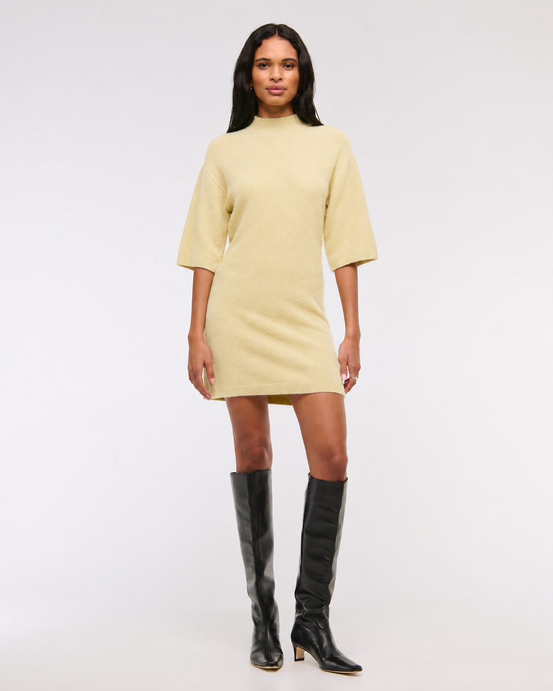 Abercrombie & Fitch Yellow Knit Mini Dress - Large