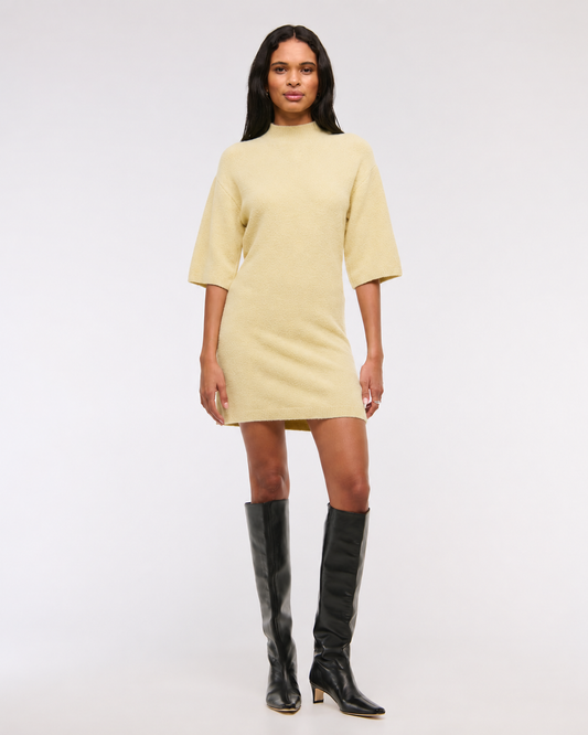 Abercrombie & Fitch Yellow Knit Mini Dress - Large