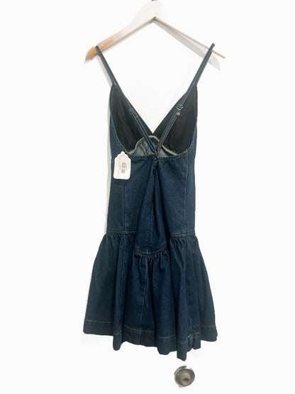 Commense Cross-Back Denim Flared Dress - Small