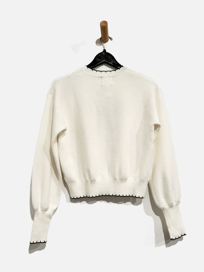 Willow & Wind White Bow Sweater - Small