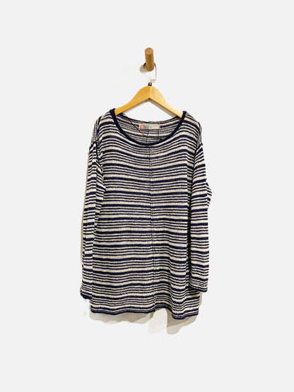 Free People Beach Blue/White Stripe Sweater - XS