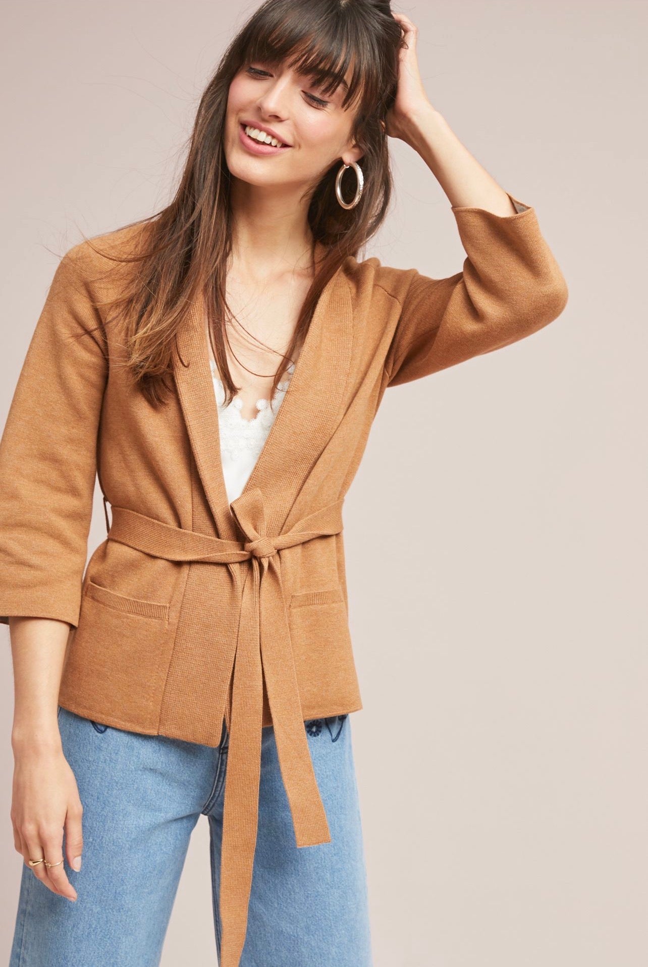 Anthropologie Moth Rizzo Belted Cardigan in Bronze - Small