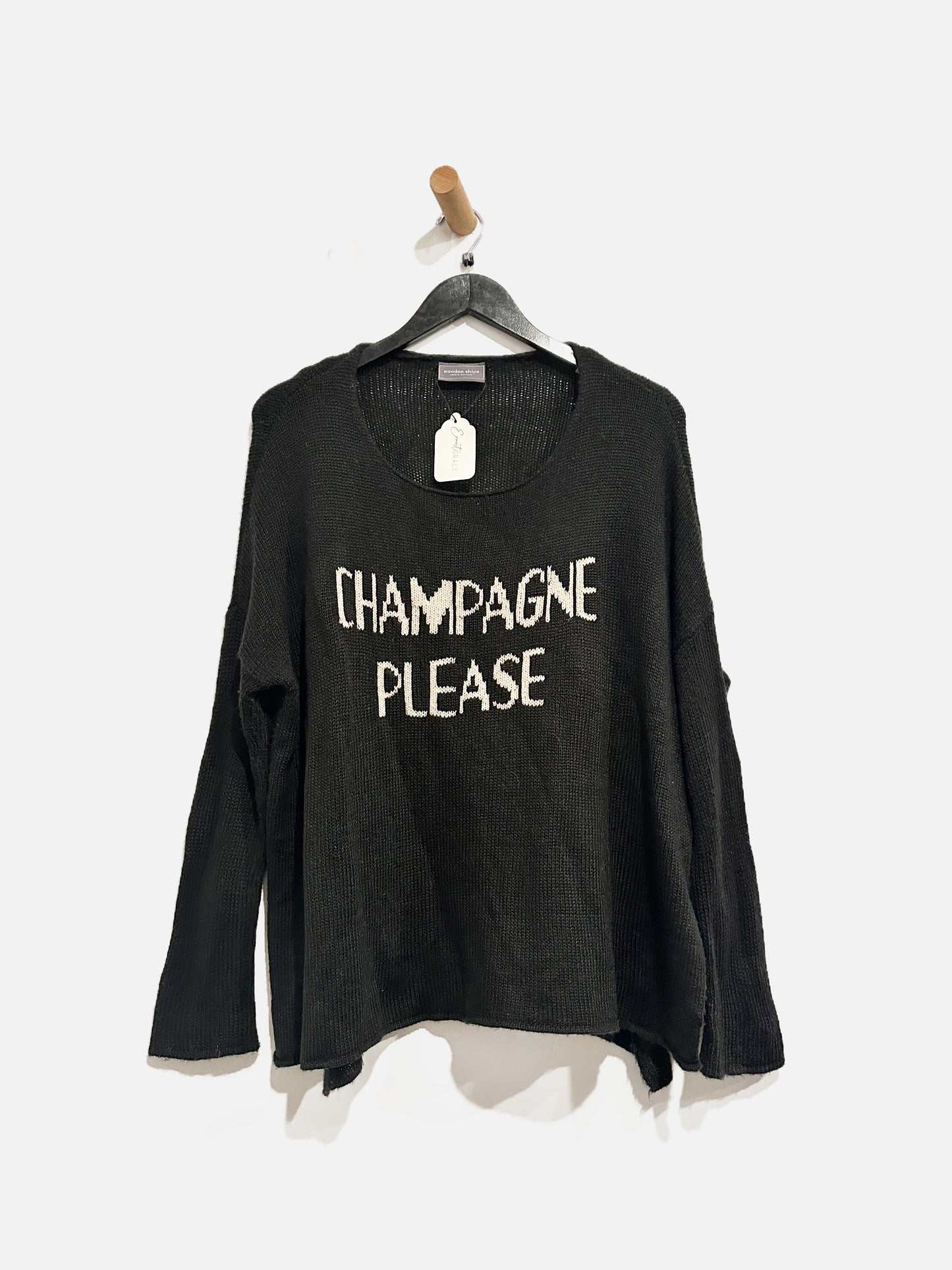Wooden Ships Black “Champagne Please”  Sweater - S/M
