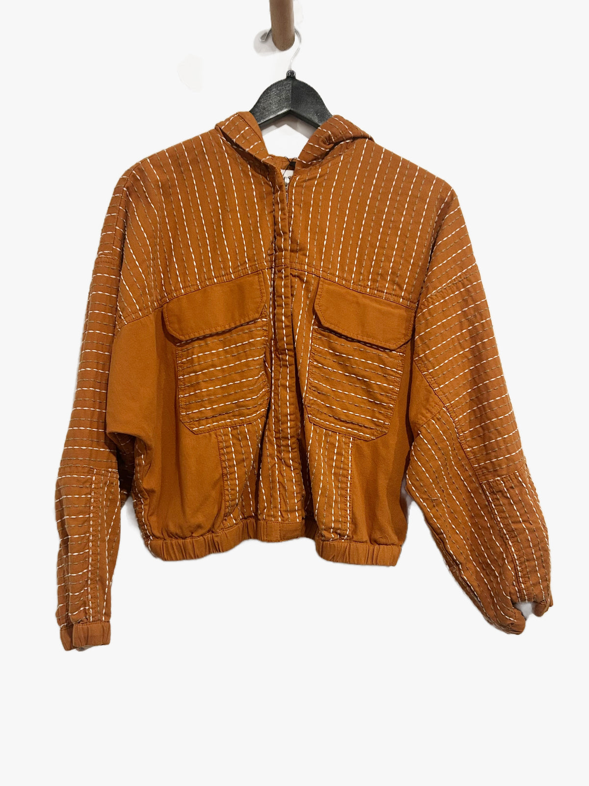 Anthropologie Hooded Contrast Stitch Jacket in Honey - Small