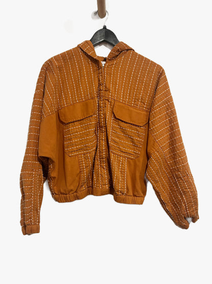 Anthropologie Hooded Contrast Stitch Jacket in Honey - Small