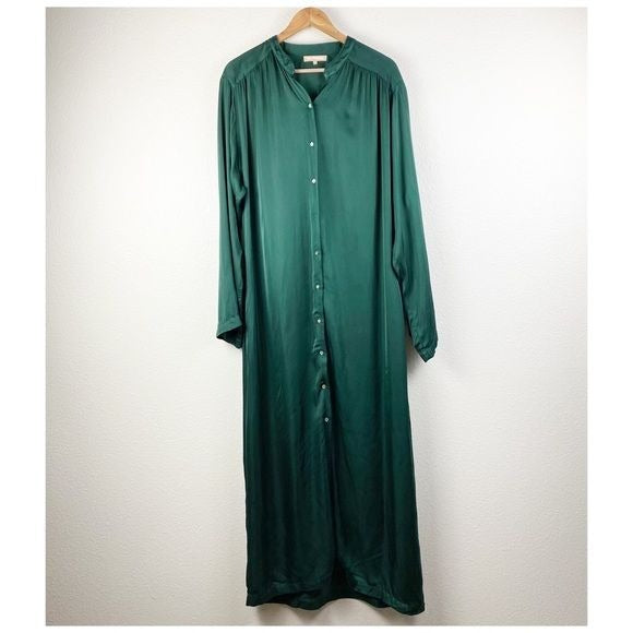 Cali Dreaming Green Button Down Maxi Dress Size Large