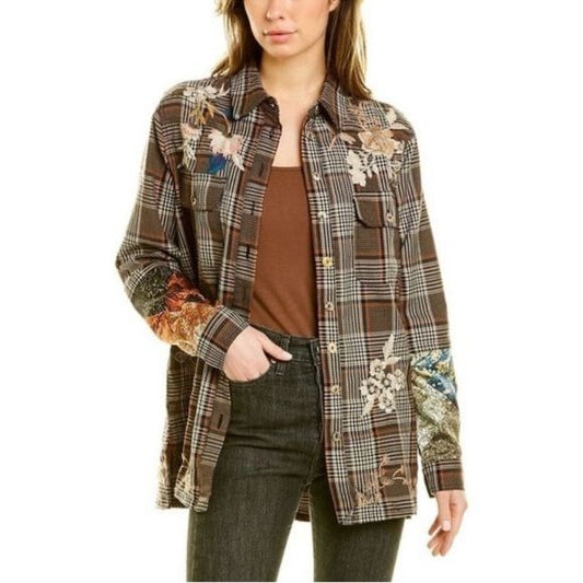 Johnny Was Freya Printed Shirt Jacket In Multi size Medium