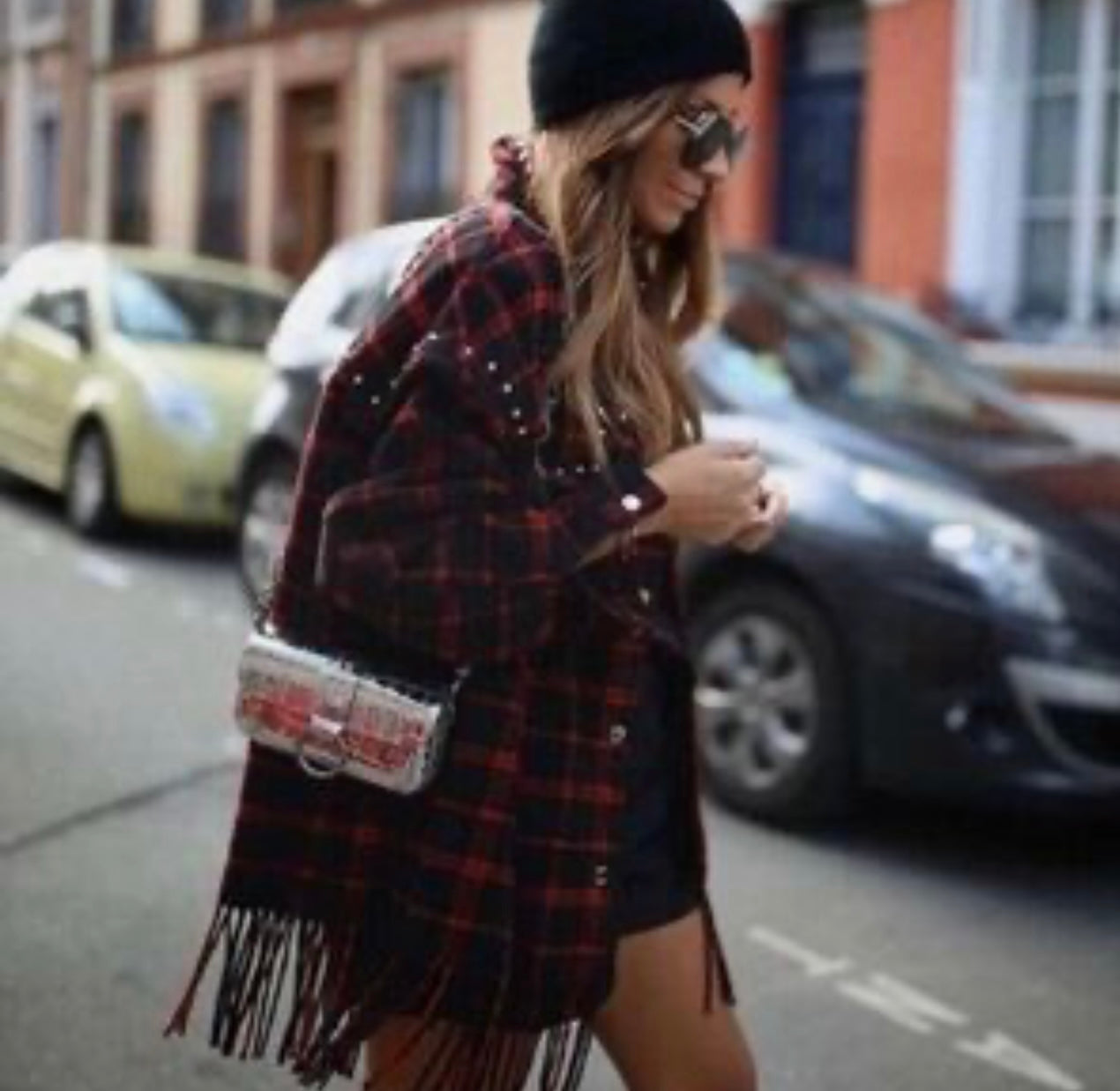 Zara Red Plaid Embellished Shacket - Small