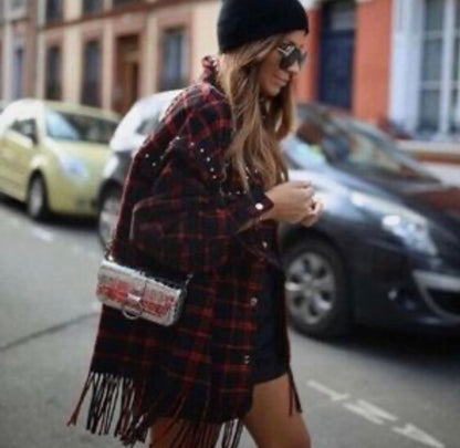 Zara Red Plaid Embellished Shacket - Small