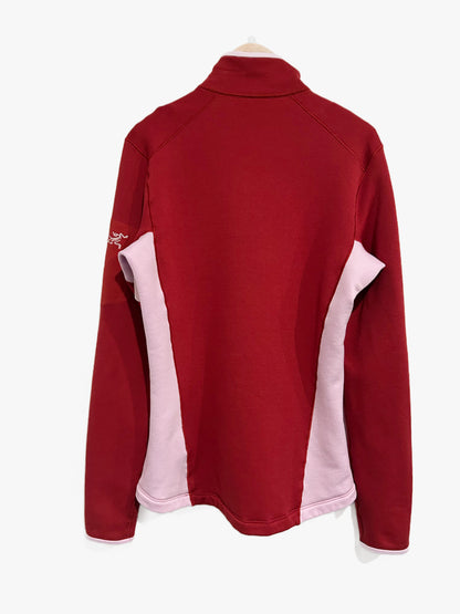 Arcteryx Rho Heavyweight Zip Neck in Bordeaux/Storm Glow