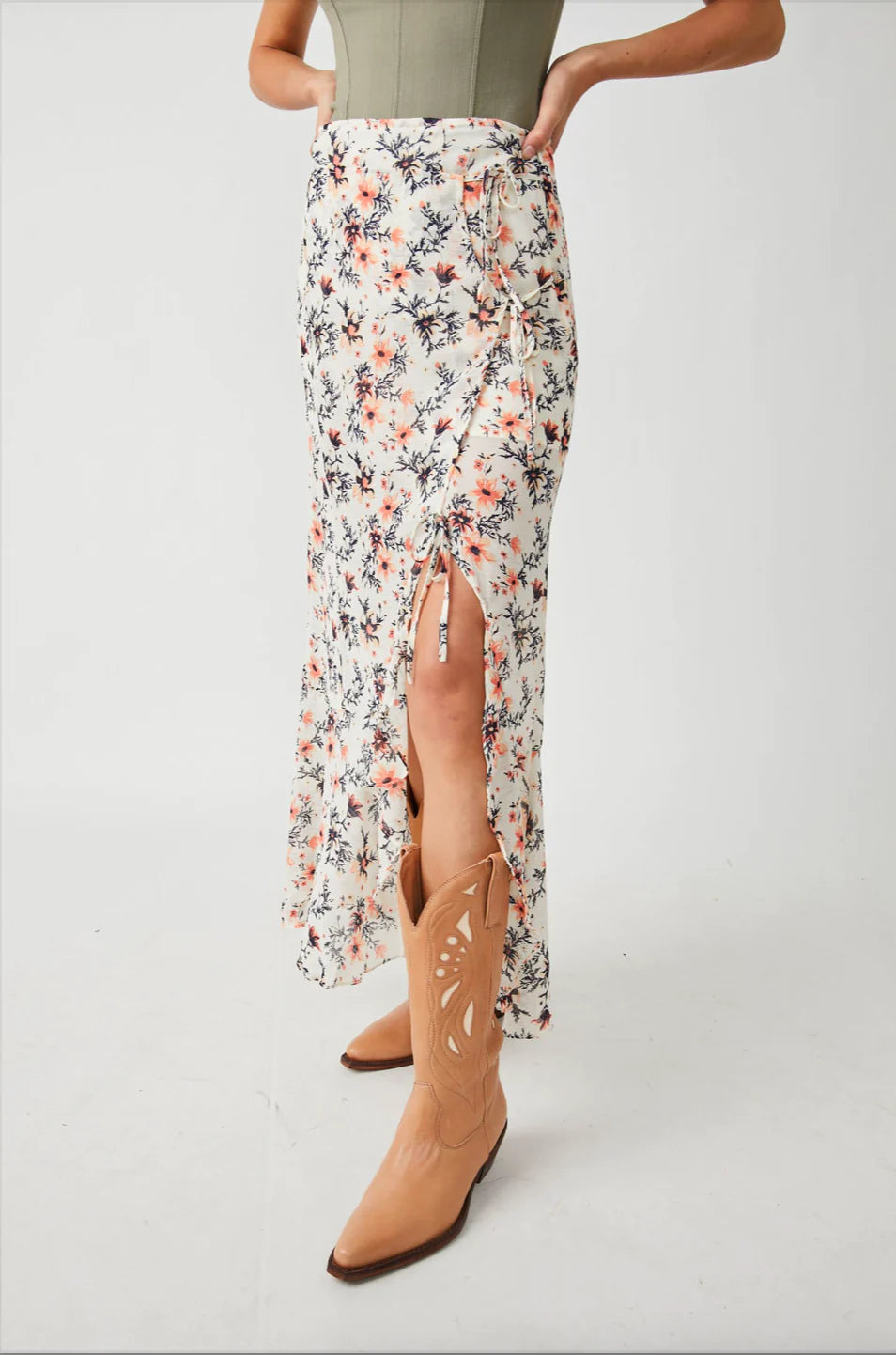 Free People Femme Edge Maxi Skirt in Ivory Combo - 0